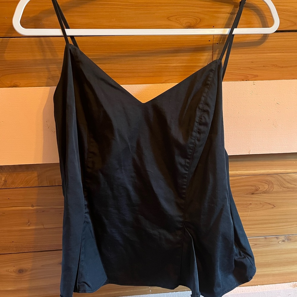 Elizabeth and James Black Asymmetrical Fitted Camisole